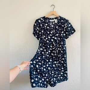 Vintage Blue Floral Shorts Romper